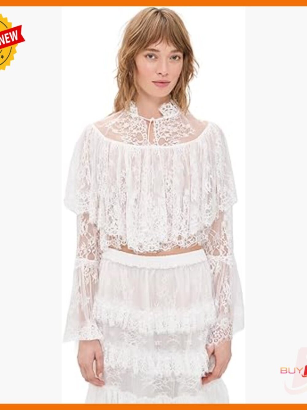 Floral Lace Blouse with Mock Neck and Long Sleeves
